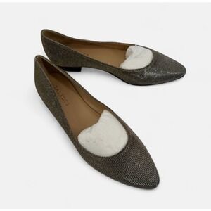 Talbots 8.5M Gold Silver Metallic Pointed Toe Slip On Ballet Flats Formal Shoes‎